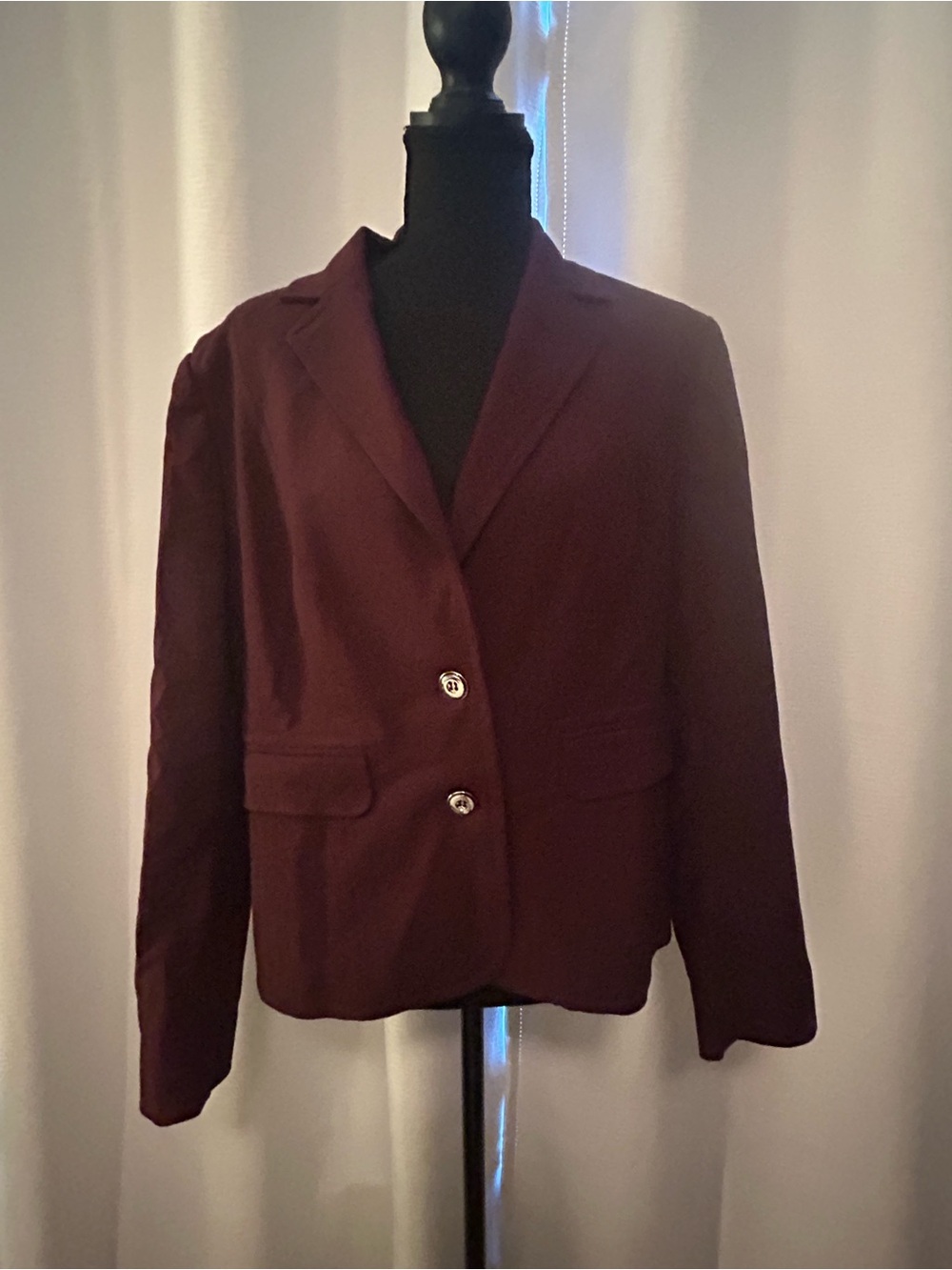 New York & Company Women's Burgundy Blazer with Front Buttons